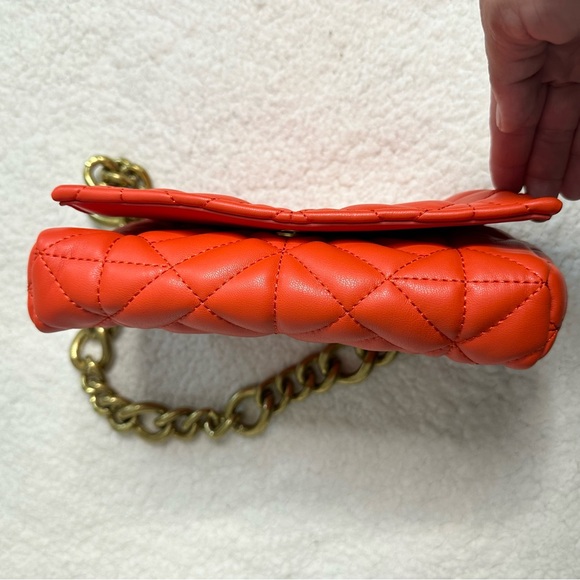 *ZARA* NWOT Quilted Chain Strap Shoulder Bag (Coral/Orange) - Picture 7 of 12
